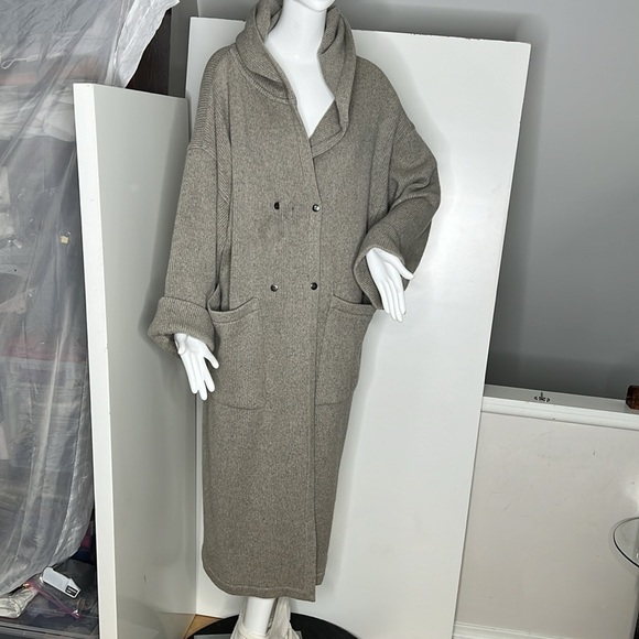 Sentier XL Wool Knit Hooded Double Breasted Sweater Coat - Picture 1 of 12